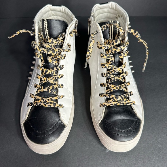 Shu shop High-Top Sneakers with Leopard Print Laces size 7.5 pre owned good - Picture 1 of 9